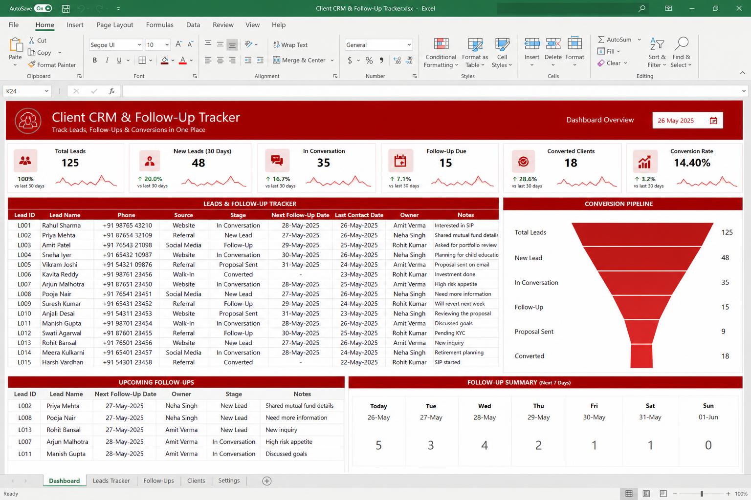 Client CRM & Follow-Up Tracker